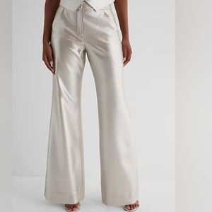 EXPRESS: Editor High Waisted Metallic Trouser Flare Pant